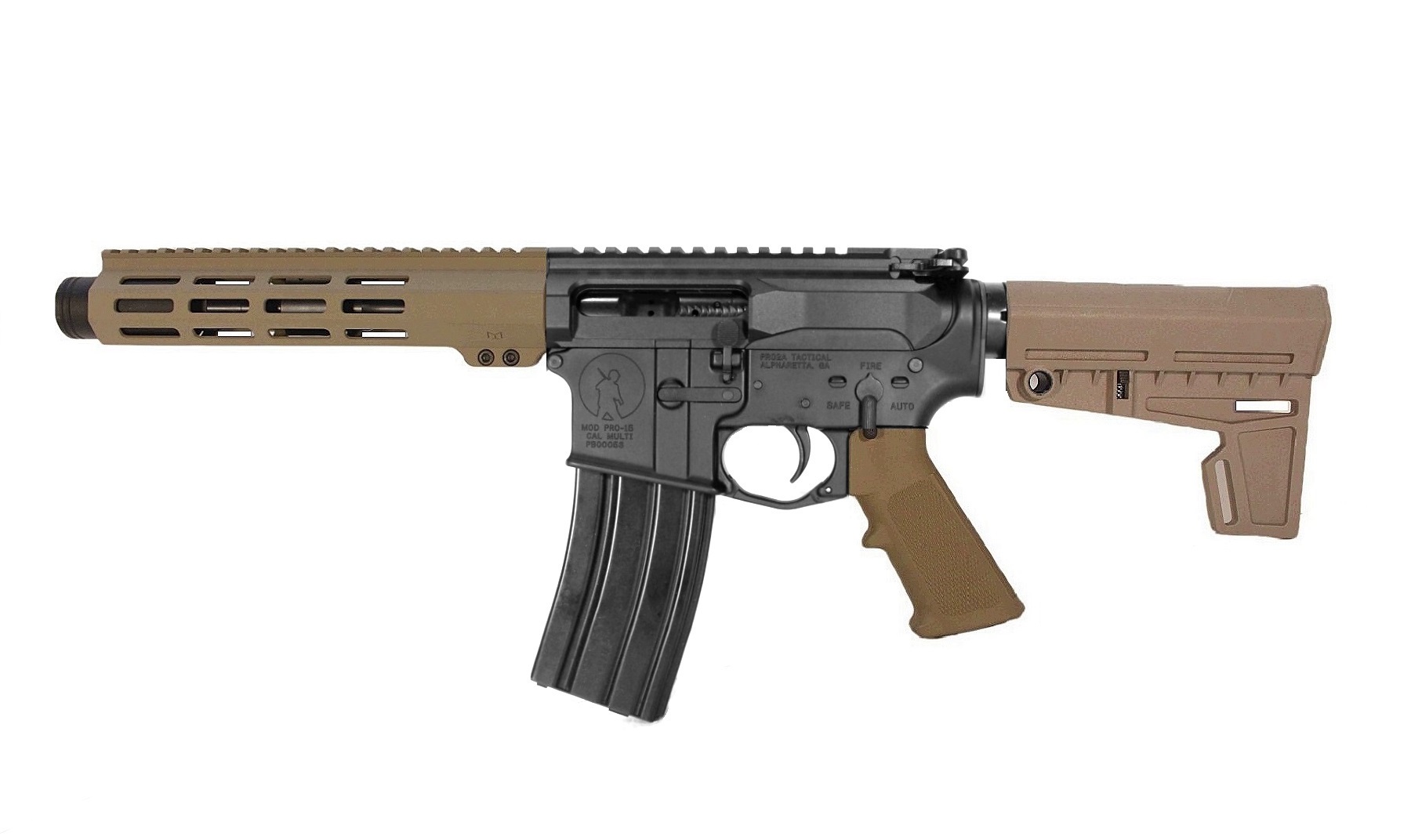 7.5" 300 BLK Left Hand Pistol BLK/FDE Color 