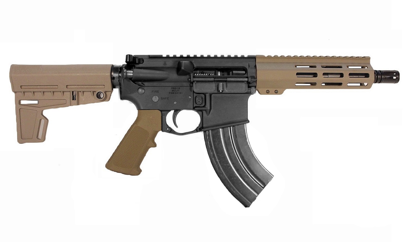 7.5 inch 7.62x39 AR Pistol in BLK/FDE