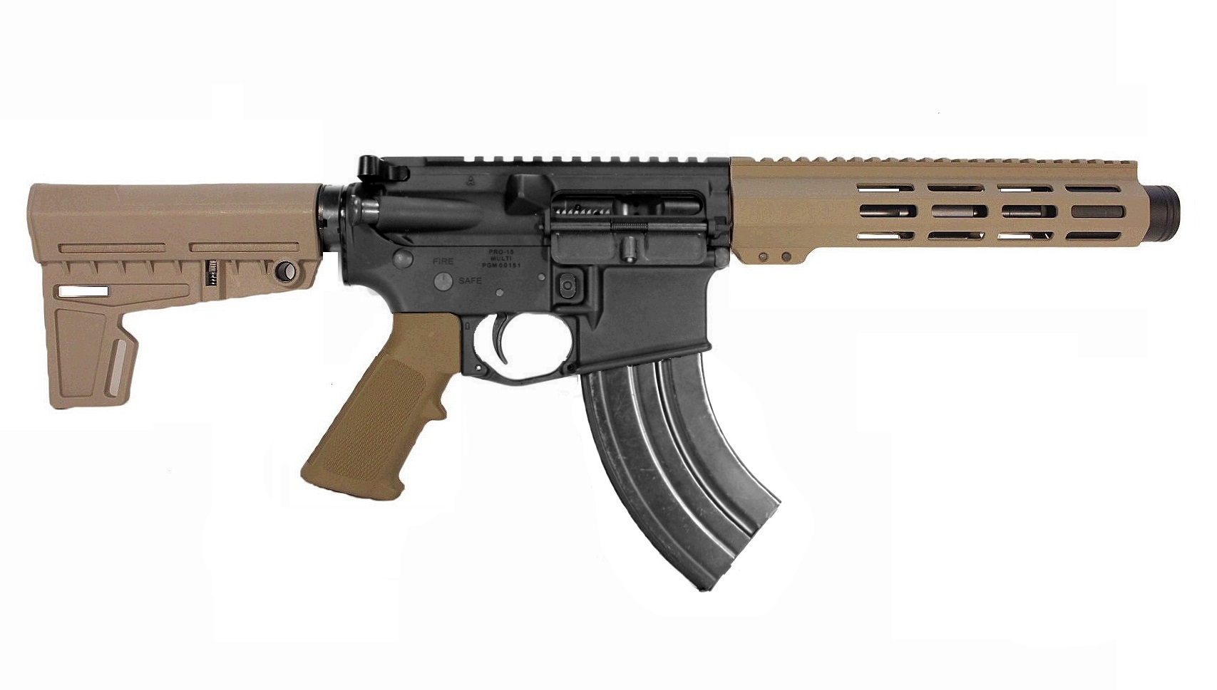 7.5 inch 7.62x39 AR15 Pistol BLK/FDE Color 