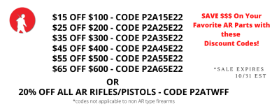 New Discount Codes - 20% off AR Rifles/Pistols!