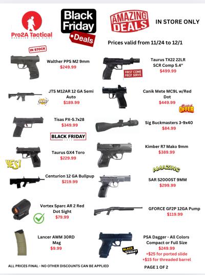 Our BF In store specials